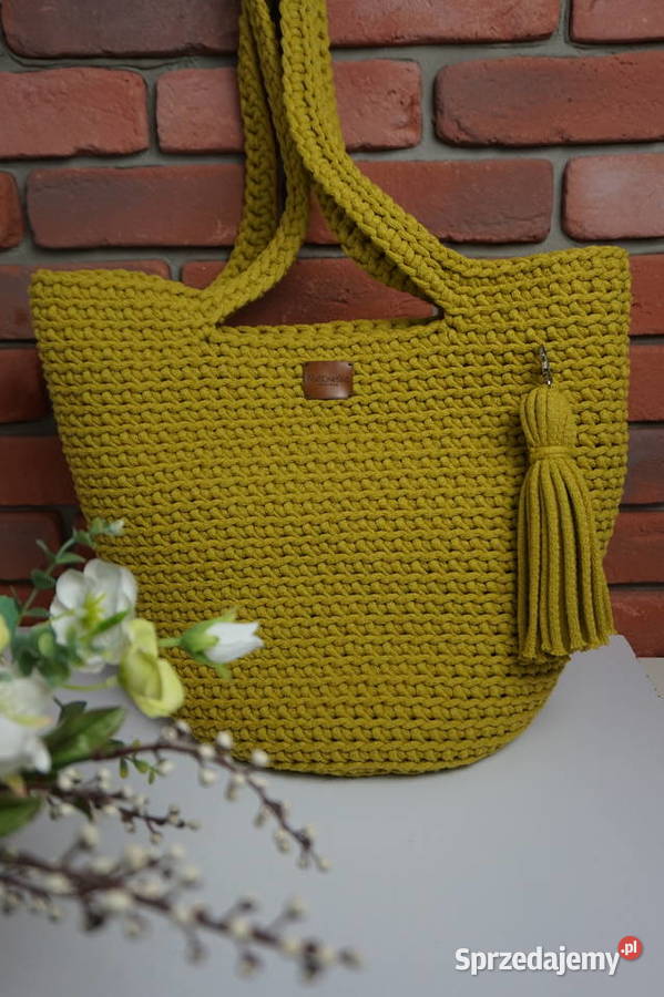 Duza torba ze sznurka bawełnianego kolory 42cm Kraków
