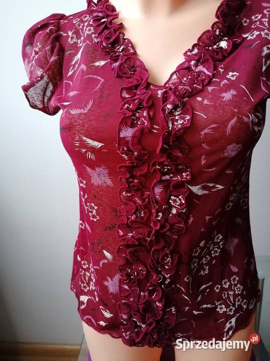 NOWA WIŚNIOWA BLUZKA Z SIATECZKI RXL Bluzki i koszule łódzkie Łódź