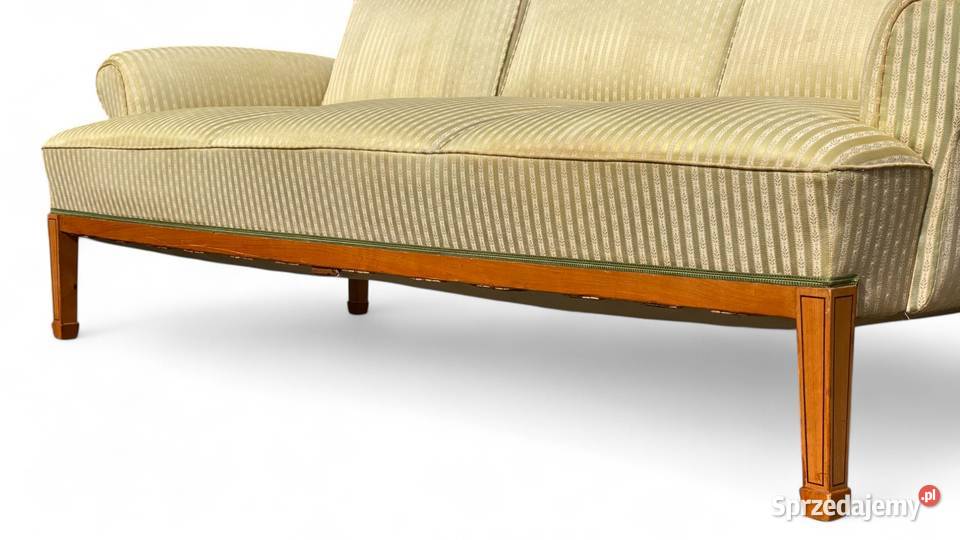 Jasna sofa trzyosobowa vintage na zwężanych zachodniopomorskie Gryfice