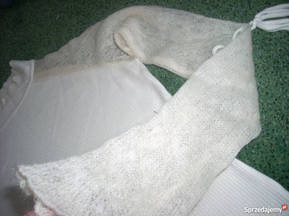 Kremowy sweterek Ażurowe Rękawy j Nowy 36 S Nowy Sącz