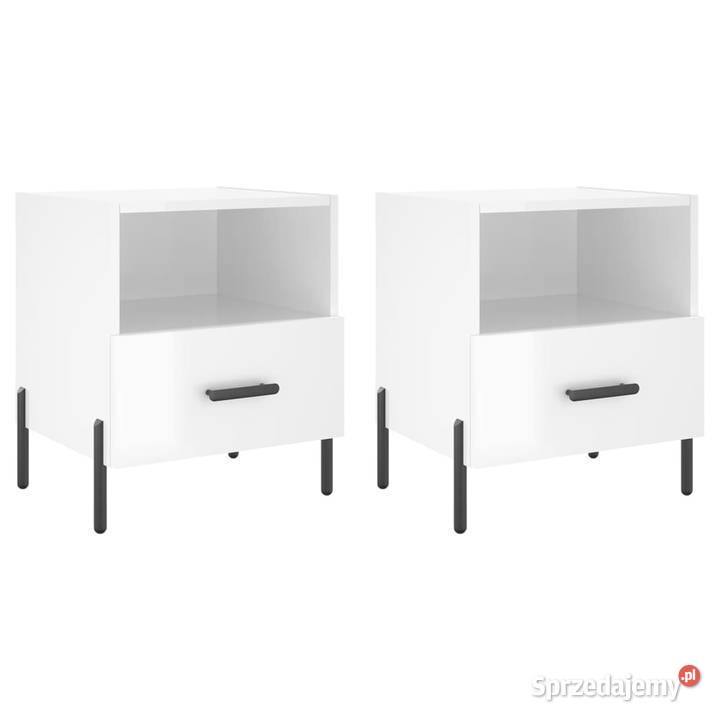Szafki nocne 2 białe wysoki połysk 40x35x475 mazowieckie Warszawa