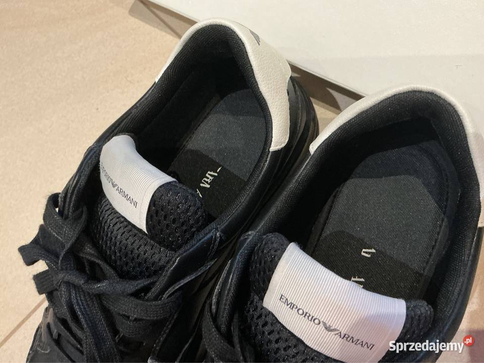 Sneakersy Skórzane Czarne Męskie Emporio Armani czarny Nowa Sól