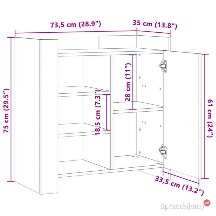 Szafka szary dąb sonoma 735x35x75 materiał mazowieckie Warszawa