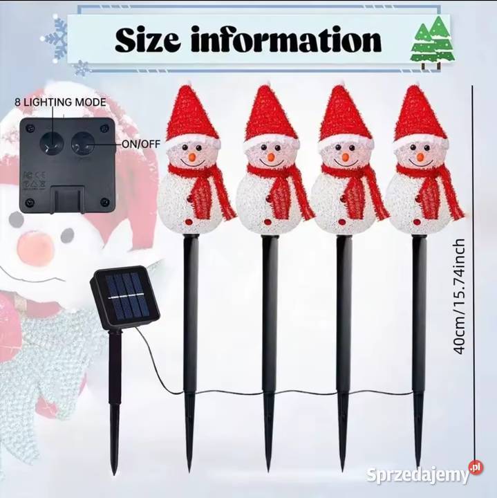 Świąteczne lampki solarne w kształcie bałwana na Łęczna