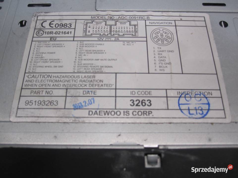 RADIO CD MP3 95193263 CHEVROLET CAPTIVA 1118 Kielce