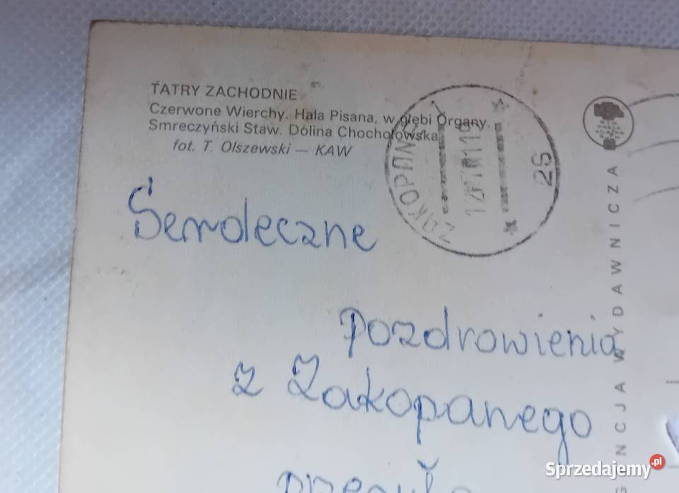 Zestaw 3 pocztówek Tatry Zachodnie KAW 1980 r
