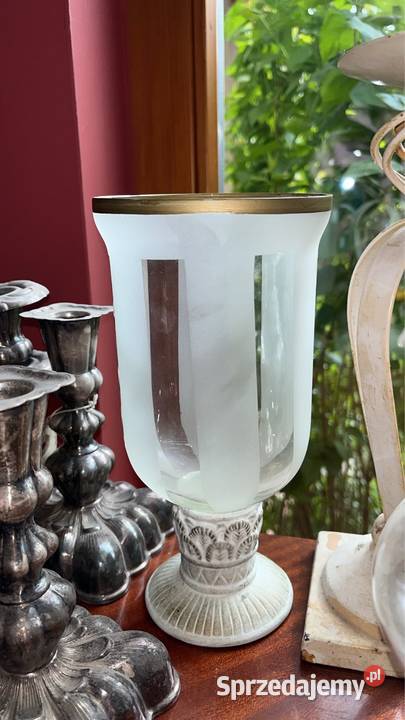 Świecznik Mosiądz i szkło Gdańsk