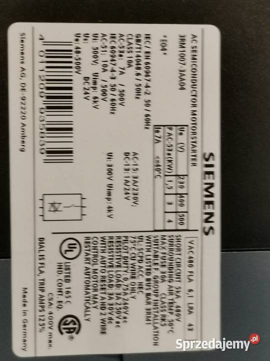 Siemens SIRIUS 3RM1 3RM10073AA04 moc silnika Wrocław