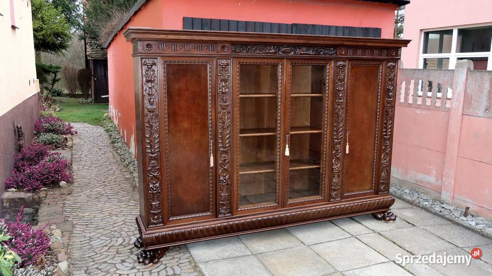 Unikatowa Neorenesansowa Dębowa Biblioteka 1920