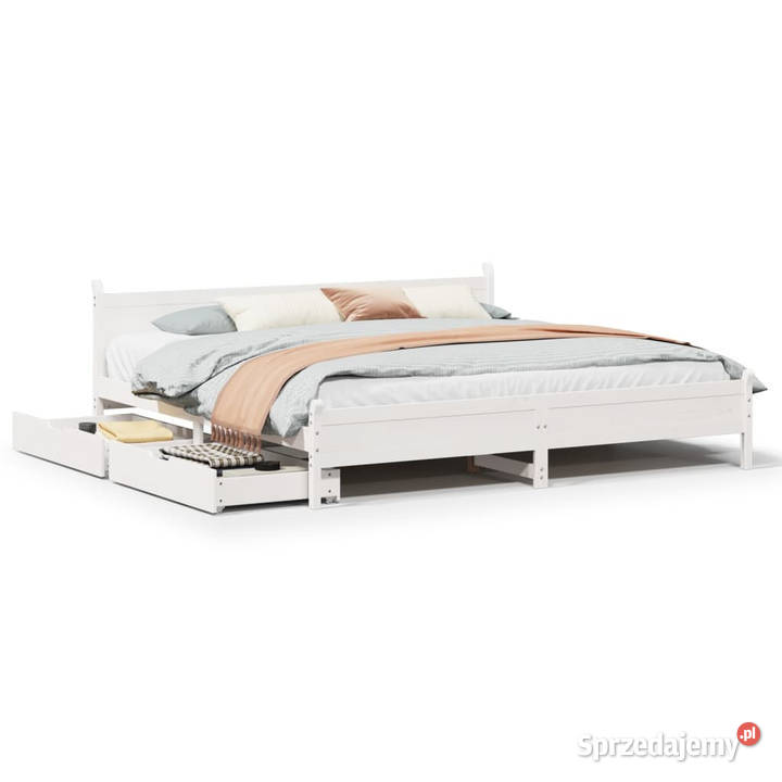 Łóżko bez materaca białe lite drewno sosnowe 72cm