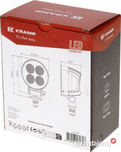 Lampa robocza LED okrągła 24W 2556lm 1224V biała Kamionna