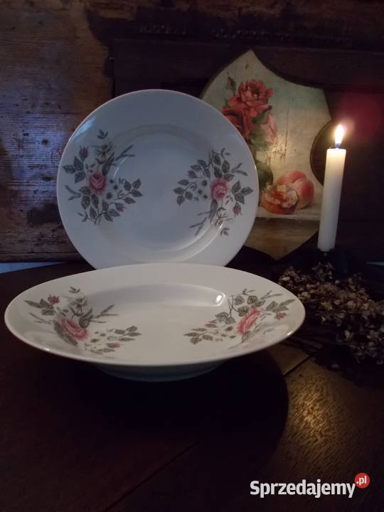 Porcelana Włocławek Zestaw2 Różane Talerze 1967 Szczecin sprzedam