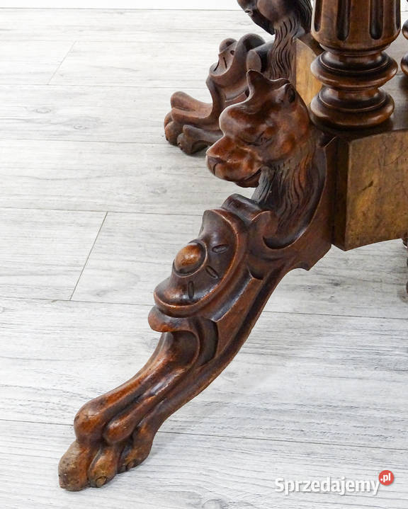 Drewniany STÓŁ rozkładany ORZECHOWY piękny BLAT 90cm wielkopolskie