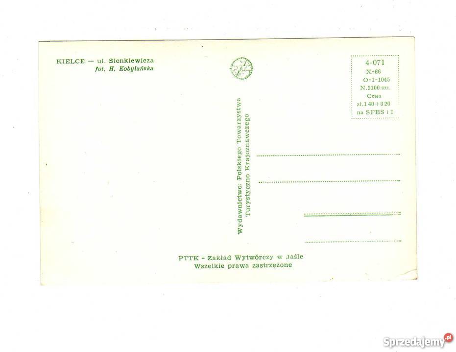 KIELCE ulica SIENKIEWICZA POCZTÓWKA CZARNO BIAŁA Krynki