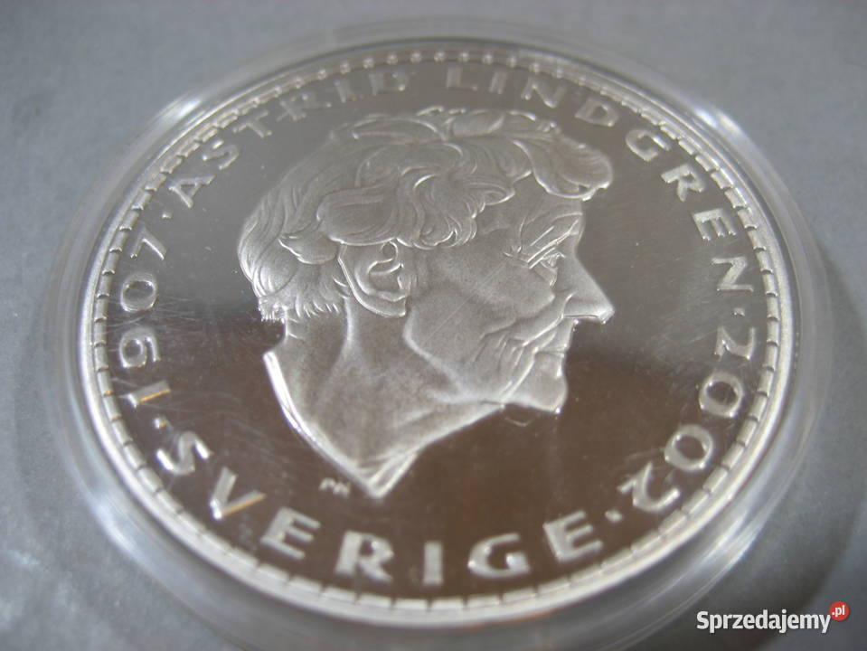 Srebrny MedalMoneta Astrid Lindgren Pippi mazowieckie Warszawa