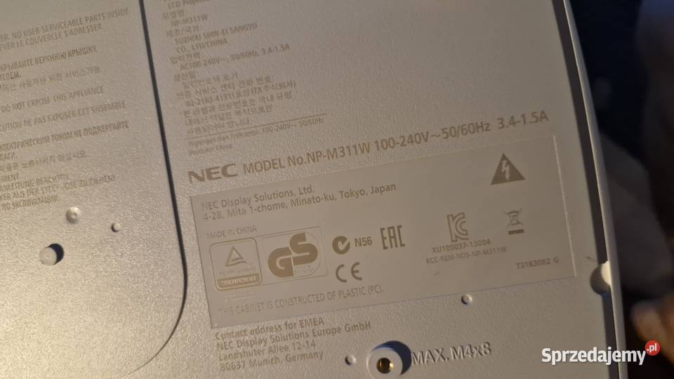 Projektor NEC NPM311W 1280 x 800 30001 3100ansi Szamotuły sprzedam
