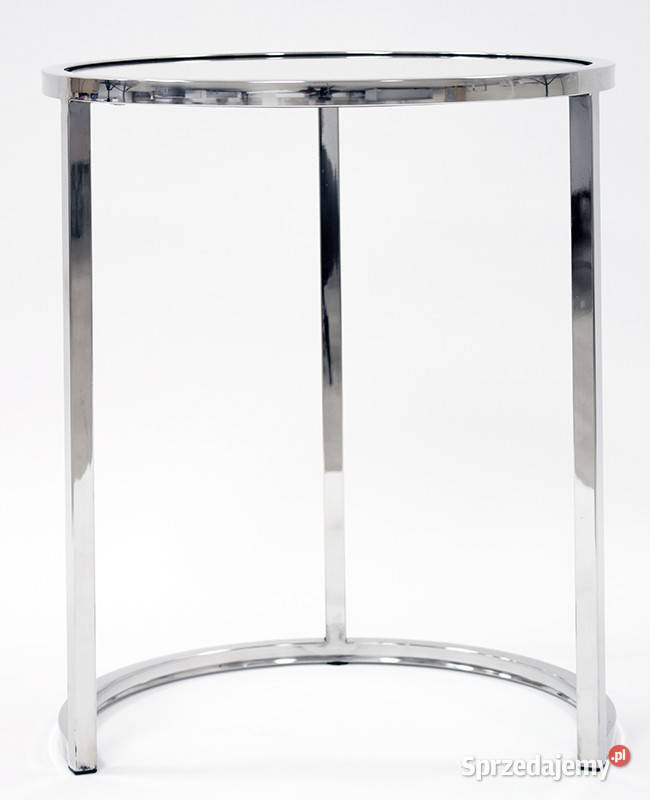 Nowoczesny stolik szklany glamour chromowany okrągły