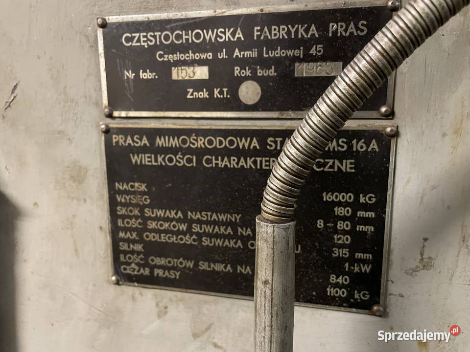 Prasa mimośrodowa stała PMS 16A Łódź