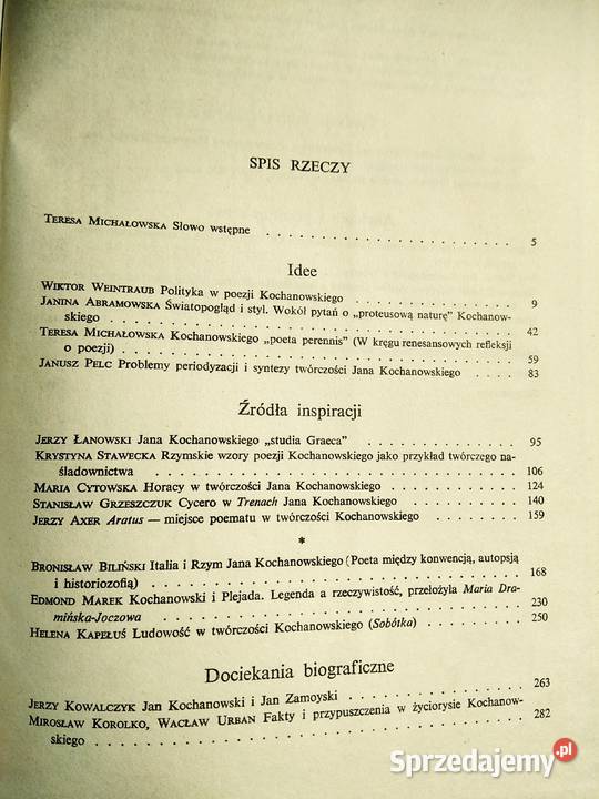 Kochanowski I epoka renesansu wydanie Warszawa