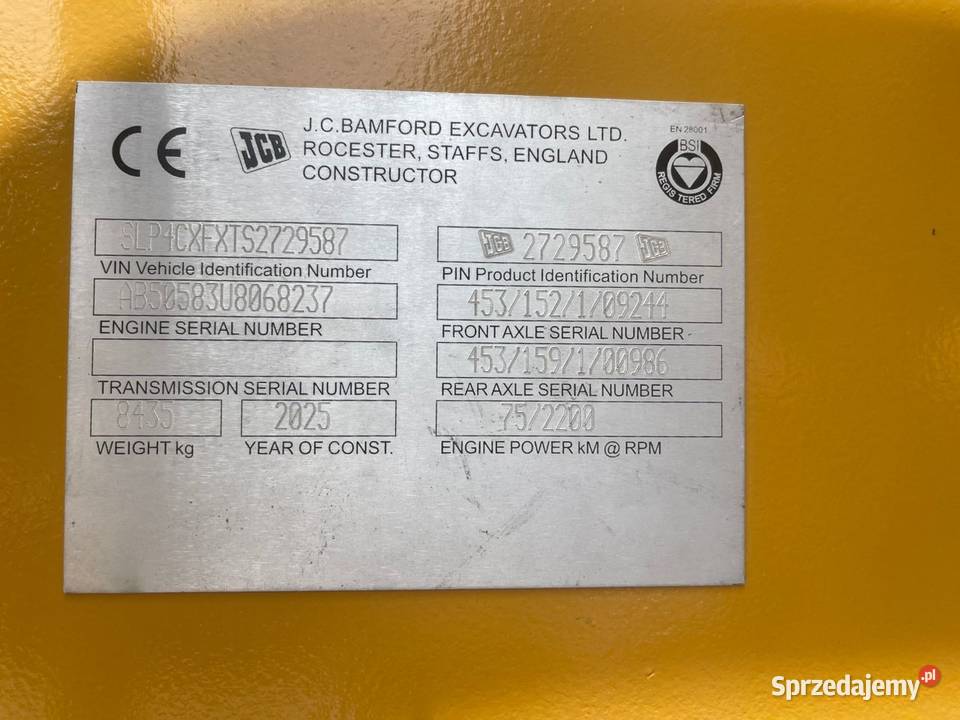 JCB 4 CX Rok produkcji 2025 Łopienno