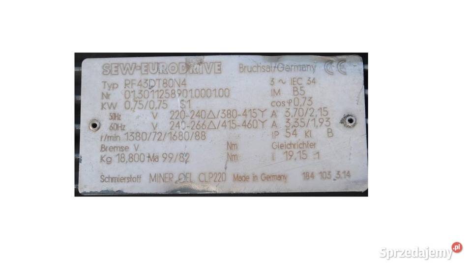 Motoreduktor kołnierzowy 075kw 72obrmin SEW Kargowa sprzedam