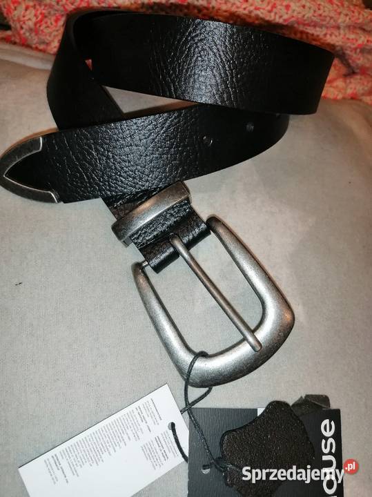Czarny SkÓRZANY pasek SkÓRA NAtURALNA S unisex Leszno