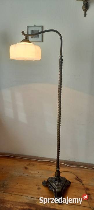 Stara mosiężna lampa z ruchomym ramieniem Klosz łódzkie Skierniewice