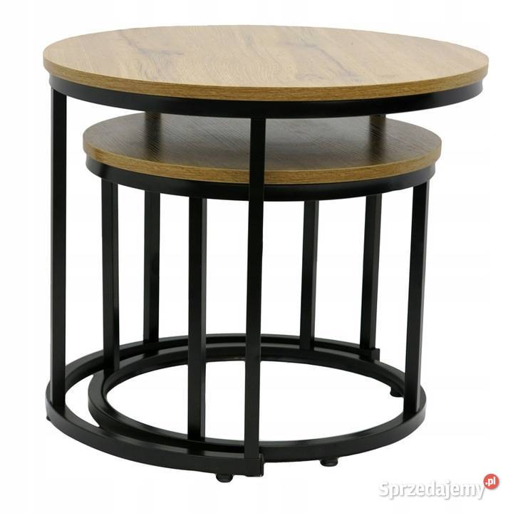 Stoliki Kawowe Okrągłe Loft Zestaw 2 Stoły sprzedam