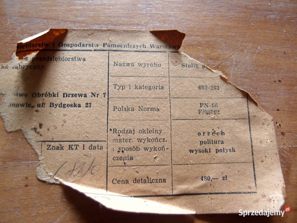 Stolik Retro z okresu PRL z półką Meble Łódź