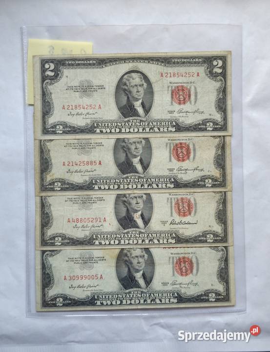 O 8 USA 2 Dollars 1953 1953A Red Seal zestaw 4 Ostrów Mazowiecka