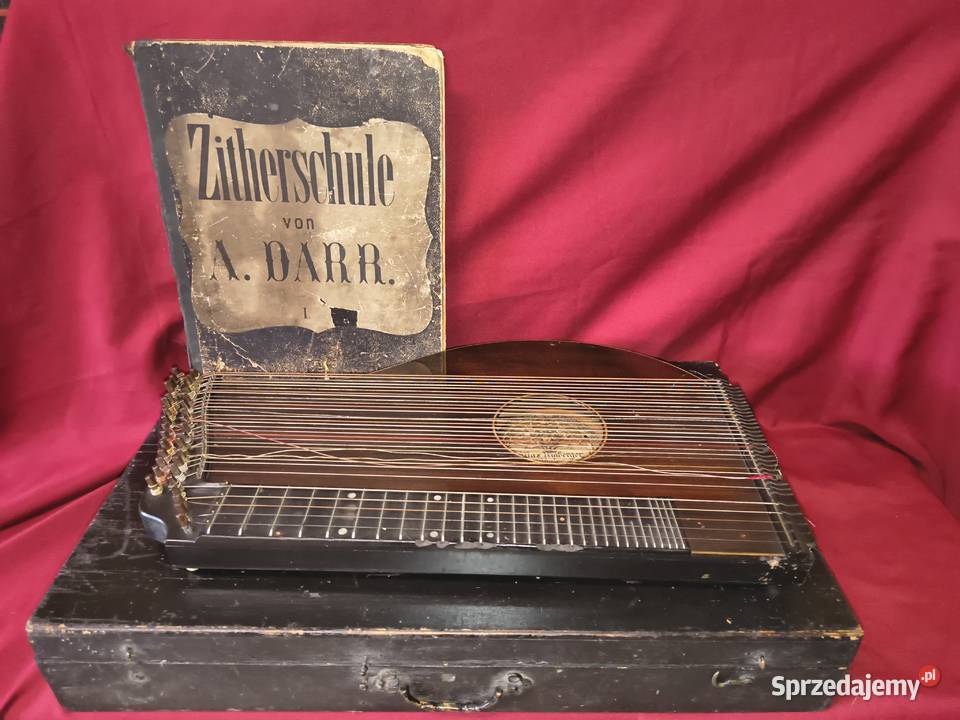 Cytra zither w futerale stara szkoła gry komplet Kolekcje łódzkie Chorzew