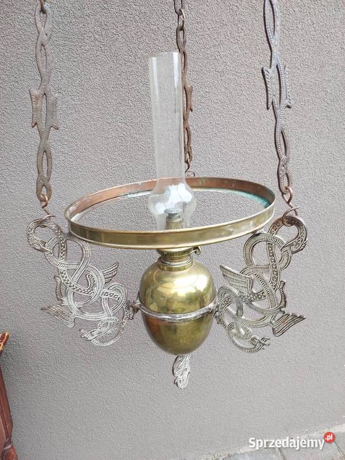 Zabytkowa lampa naftowa sufitowa secesja Tczew