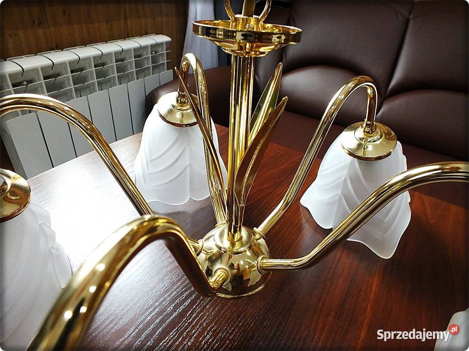 Złoty Żyrandol do salonu Piękna Lampa wisząca