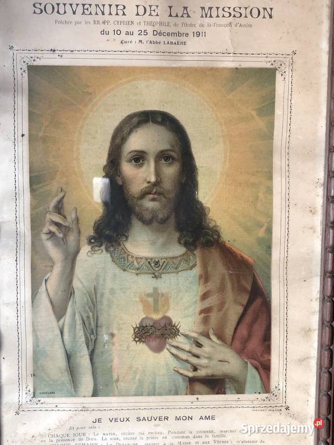 Jezus 1919 dębowa rama Łowicz