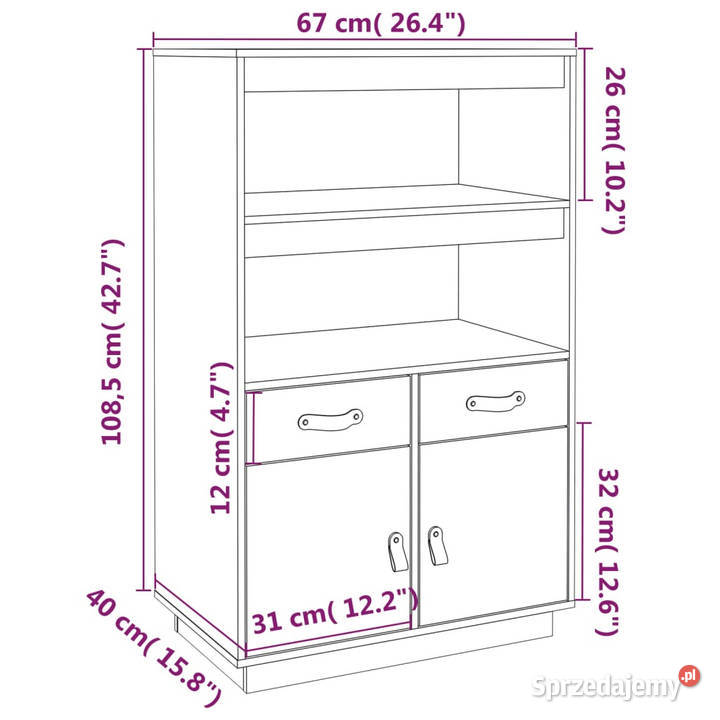 Szafka biała 67x40x1085 lite drewno sosnowe sprzedam
