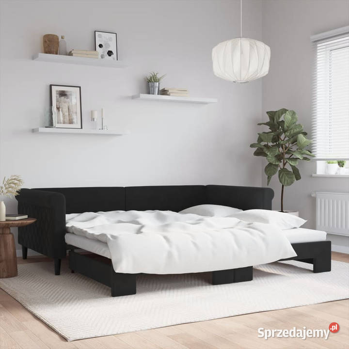 Sofa rozsuwana czarna aksamit 100x200 WM3197782 mazowieckie