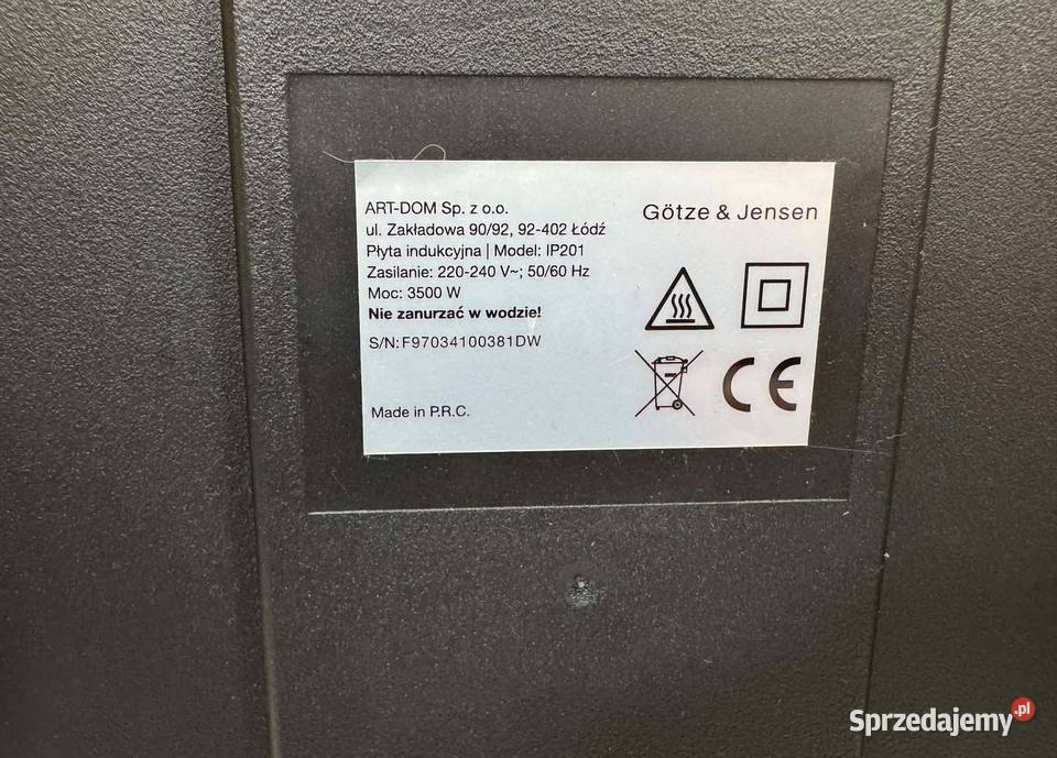 Kuchenka indukcyjna przenośna GTZE JENSEN IP201 sprzedam