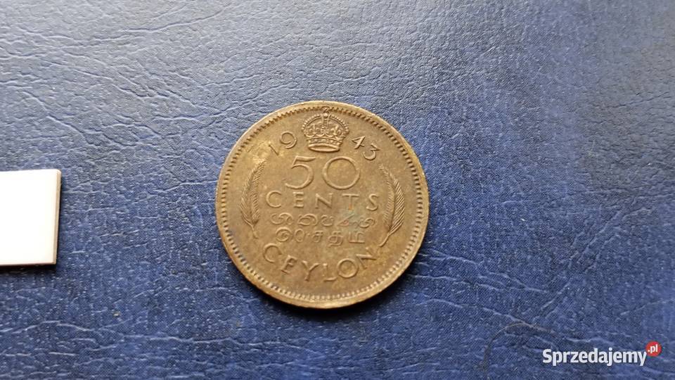 Stare monety 50 cent 1943 Cejlon