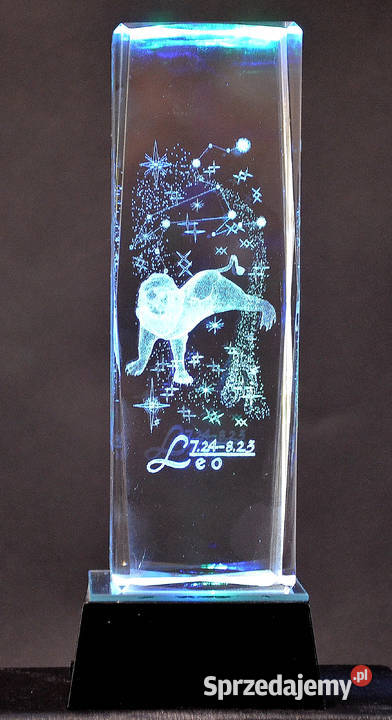 Kryształ 3D grawer wewnętrzny Zodiak LEW gift na