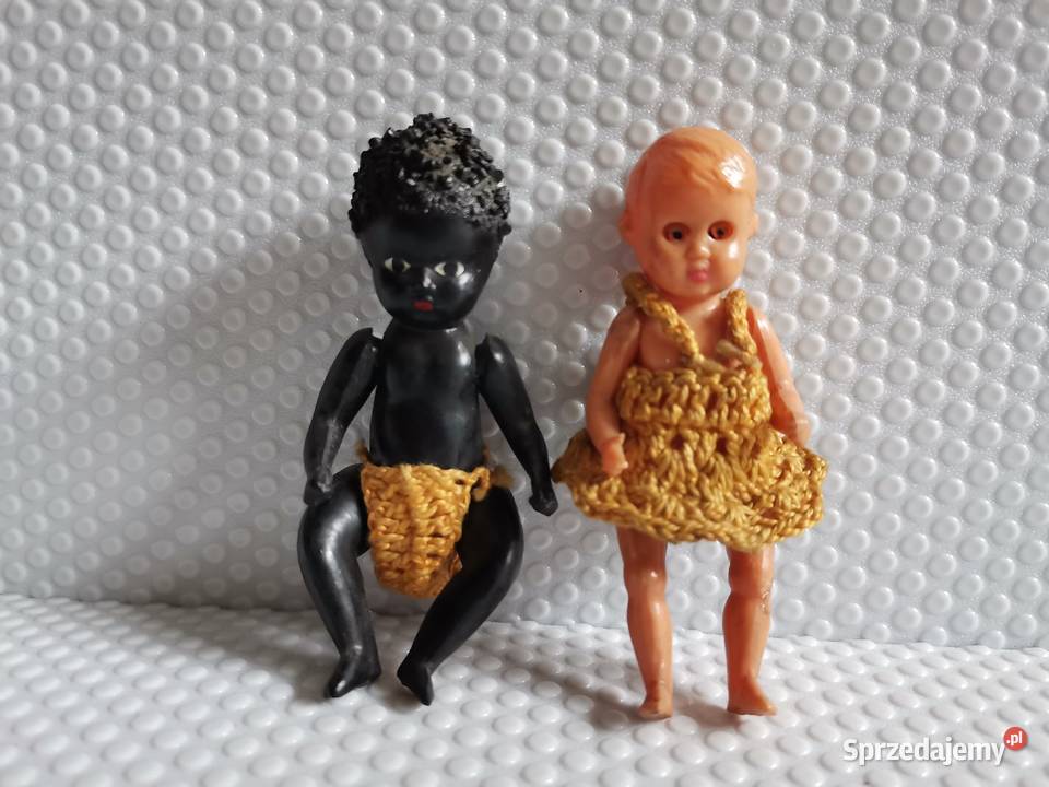 Stare plastikowe mini lalki 2 sztuki zabawki PRL Katowice