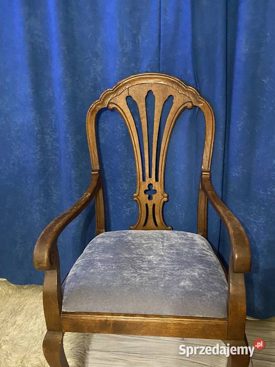 stary antyczny duży fotel tron dębowy drewniany Kraków