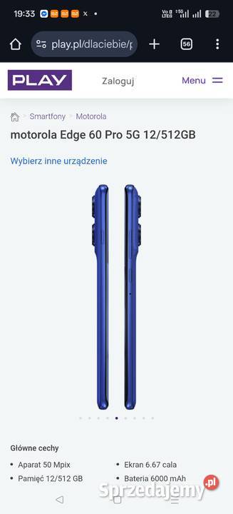Motorola edge 60 pro 12512 niebieski Włocławek sprzedam