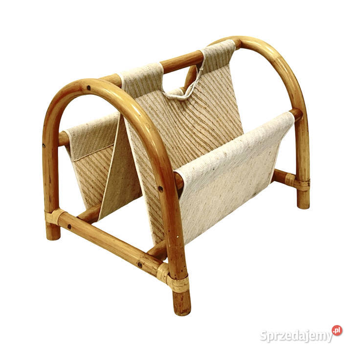 Gazetnik bambusowy vintage styl boho MidCentury 42cm Warszawa