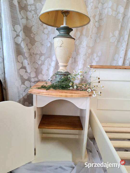 łóżko 2 szafki nocne drewniane sosnowe Dubeczno