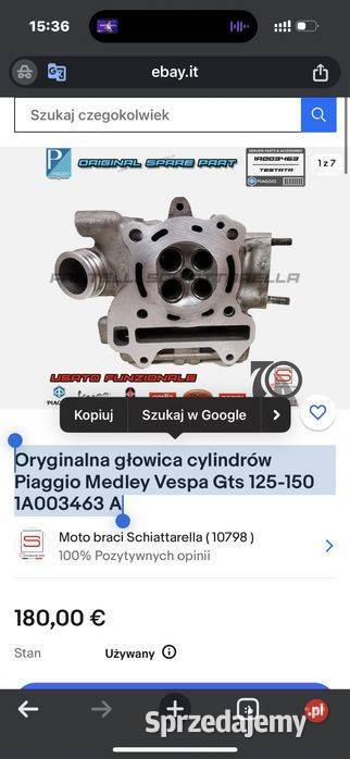 Głowica Cylindrów Piaggio Medley Vespa Gts Poznań