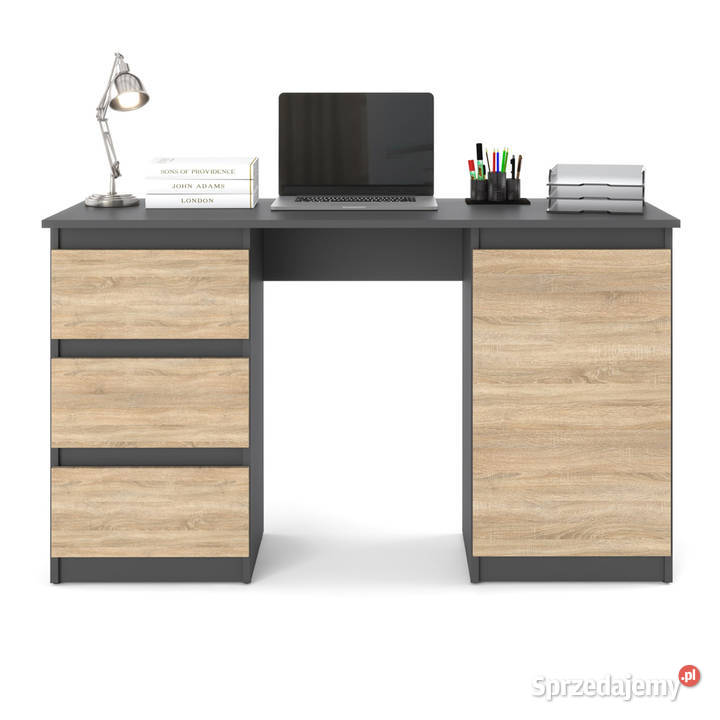 Biurko Komputerowe Z 6 Szufladami Loft Szary Elbląg