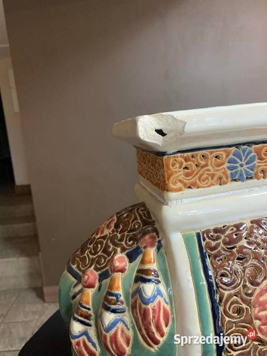 Słoń porcelanowy duży postument kwietnik 50 Porcelana i szkło Ostrów Wielkopolski