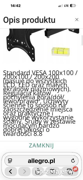 MOUNTY TV uchwyt ścienny 200x200