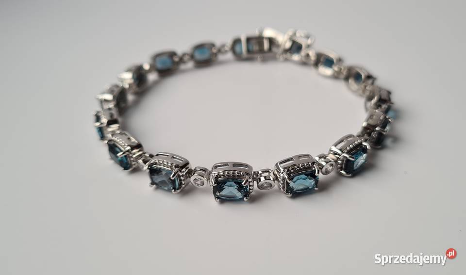 Srebrna bransoletka z Topazem London Blue i Otwock
