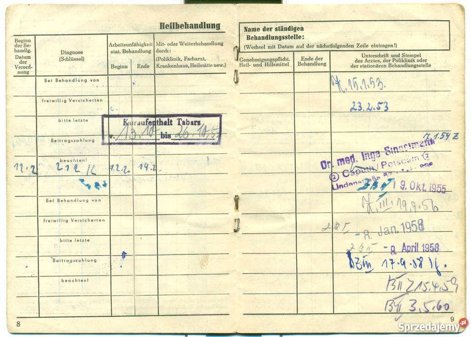 Sozialversicherung Versidherungs Ausweis wielkopolskie Ostrów Wielkopolski sprzedam